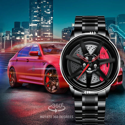 Men's Creative 3D Car Wheel Rotating Wrist Watch