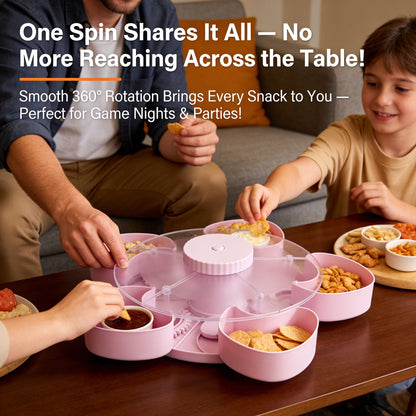 🎁🍽️ Rotating 5-Compartment Snack Tray