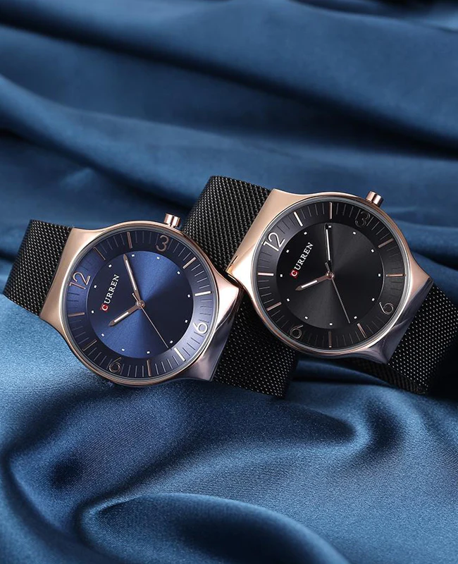 CURREN Original Brand Mesh Band Wrist Watch For Couples With Brand (Box & Bag)